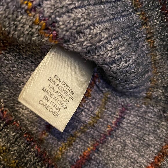 Jillian Nicole 3/4 Sleeve Multi Color Green Sweater Striped Knit Ribbed Boho Hip - Picture 4 of 5